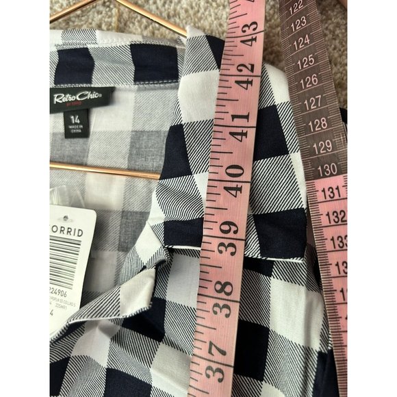 Torrid Retro Chic Blue Plaid Belted Short Sleeve Collared Midi Dress 14 - Picture 7 of 7